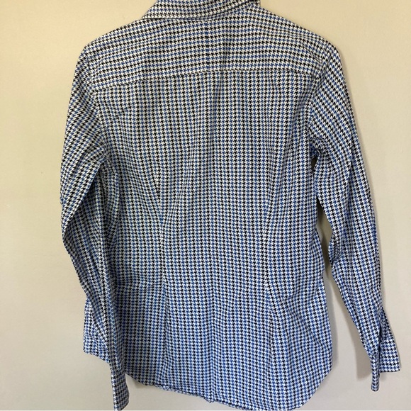 Ralph Lauren Green Label  Black/Blue/White Houndstooth Blouse - Picture 3 of 5